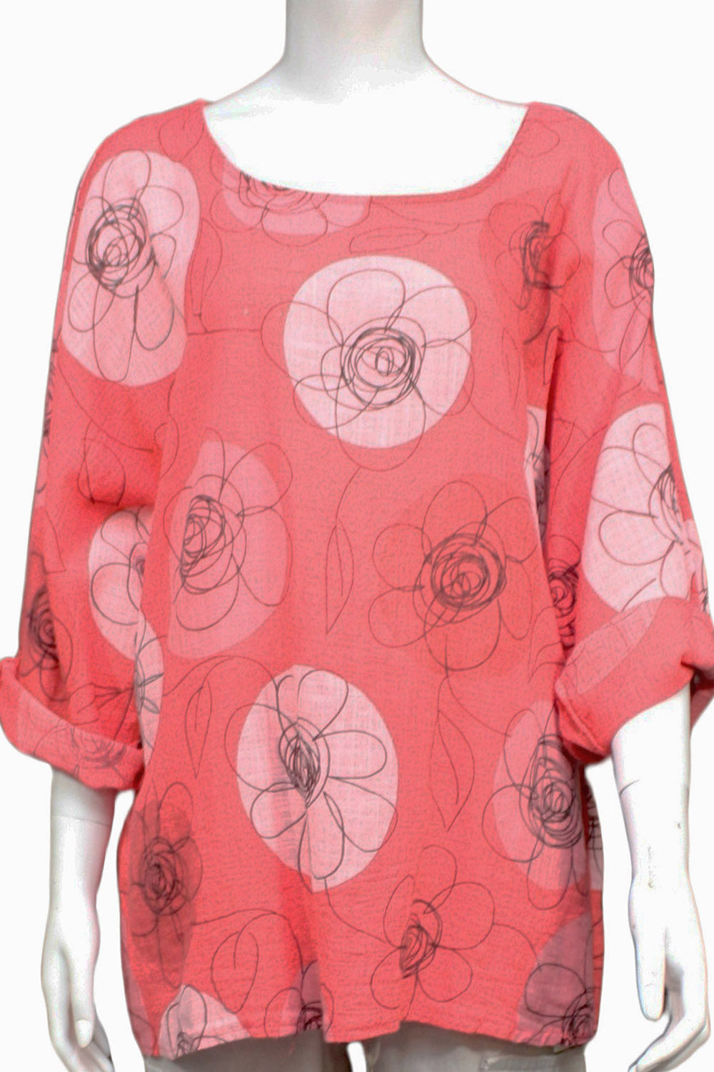 Daisy Print three quarter sleeved Cotton Top