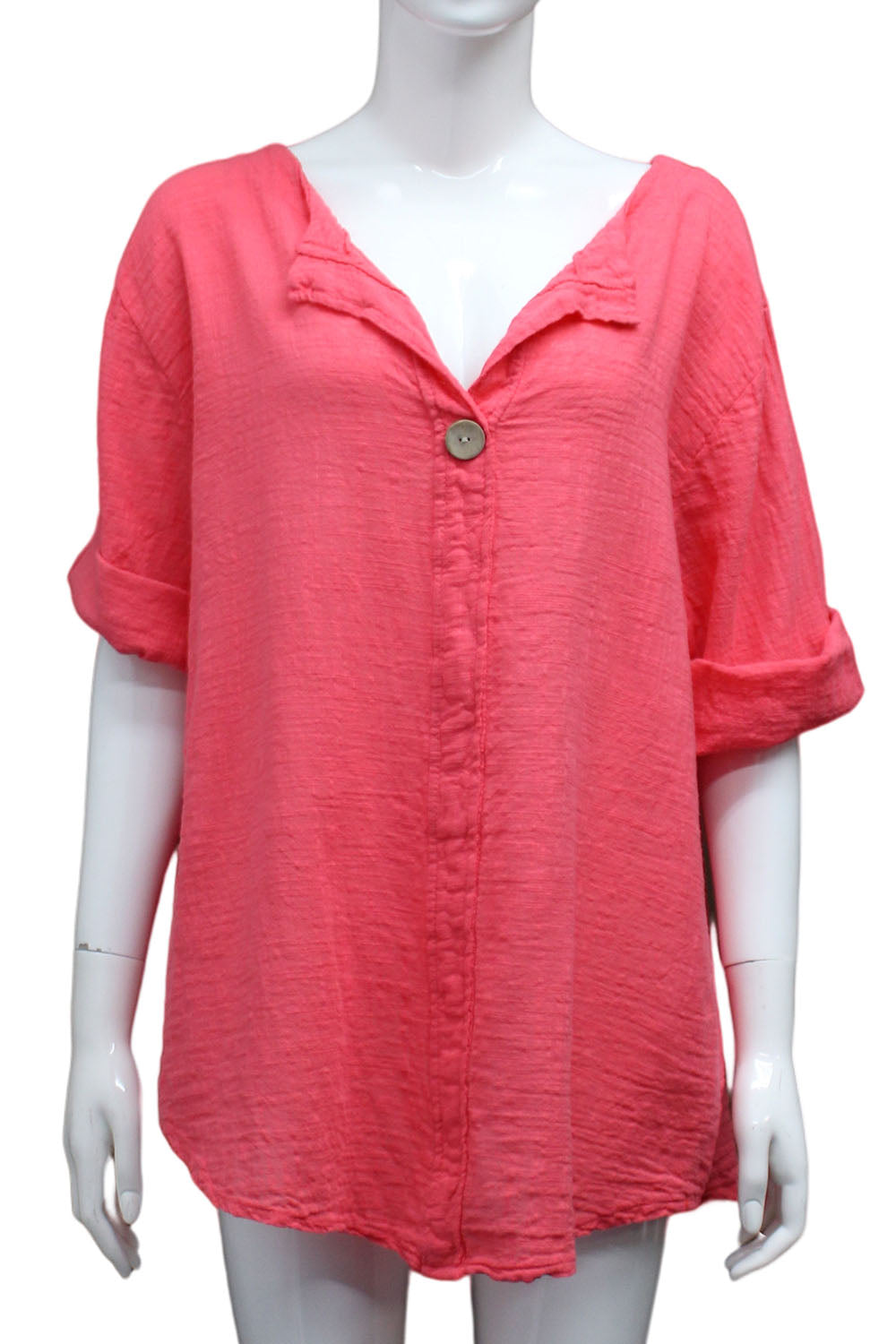 Plain Cotton Top with Button Detail