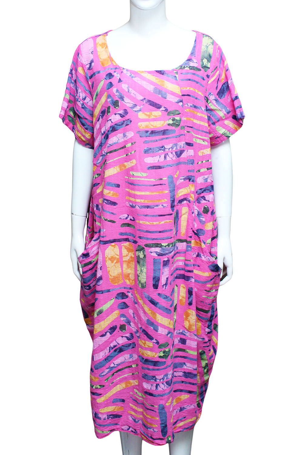 Colour Sticks Print Dress Pocket