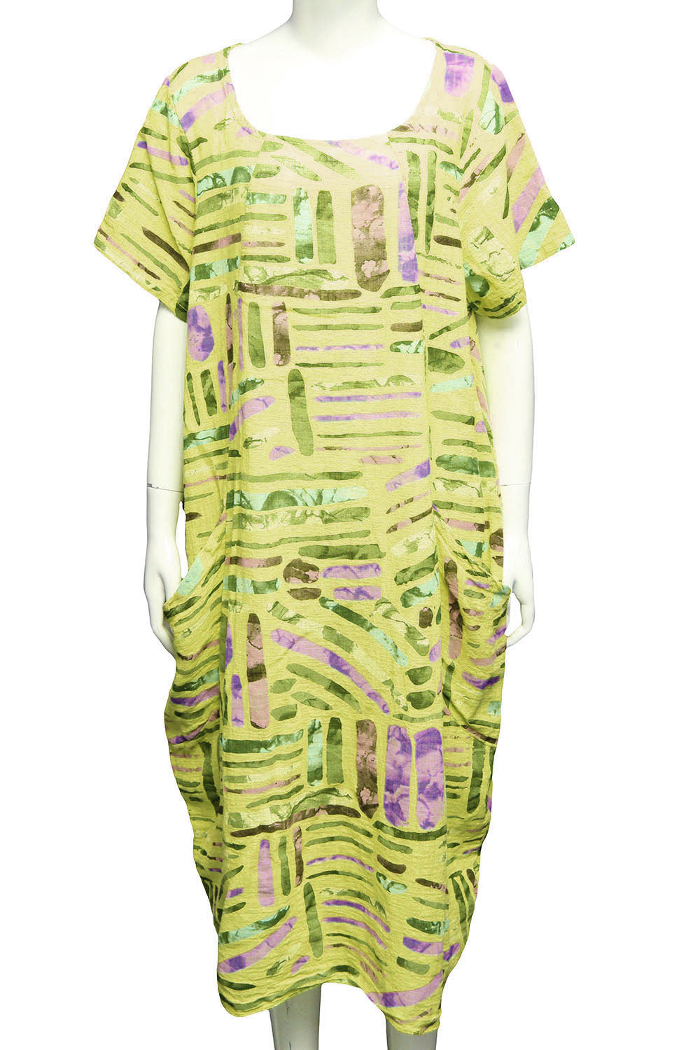 Colour Sticks Print Dress Pocket