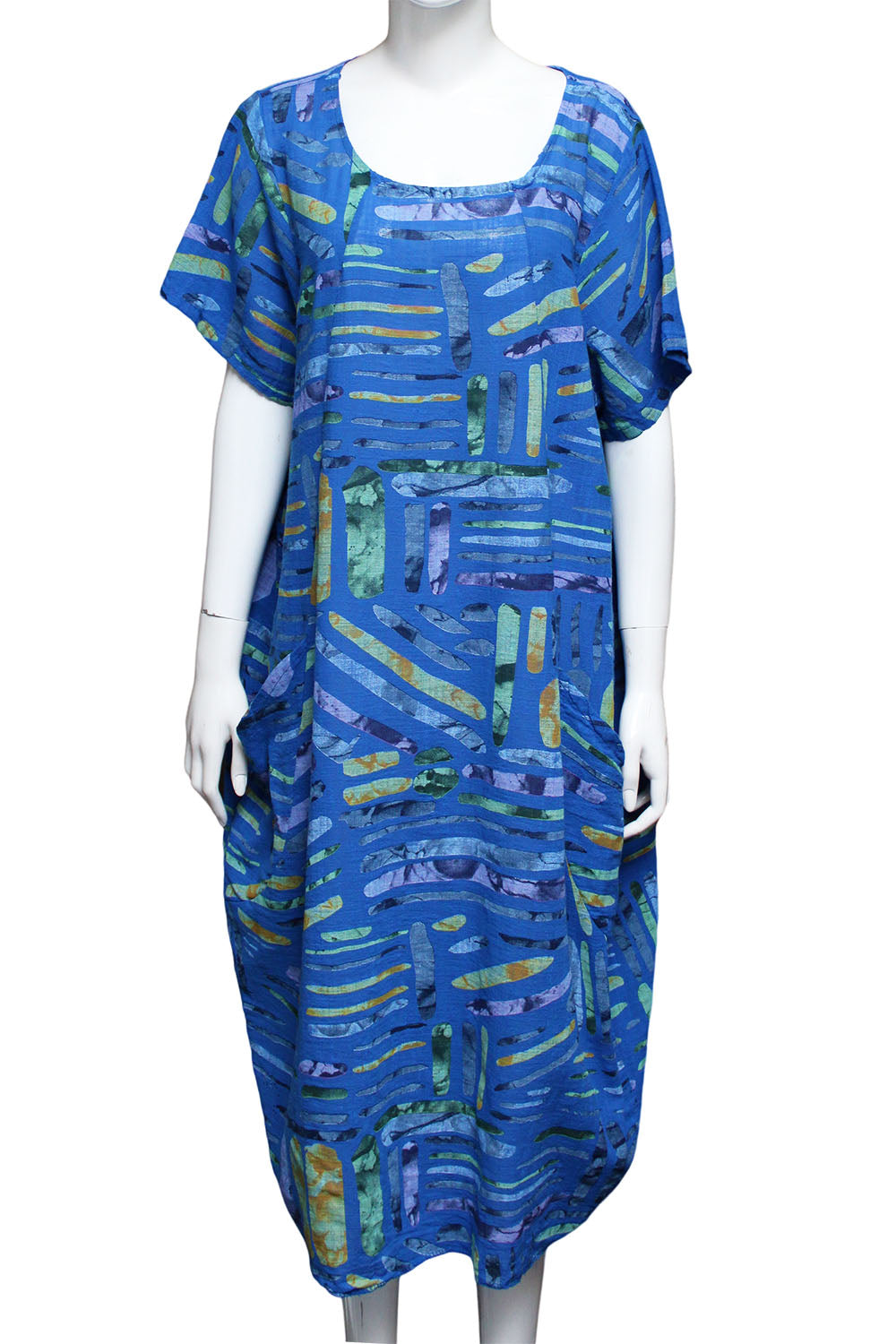 Colour Sticks Print Dress Pocket