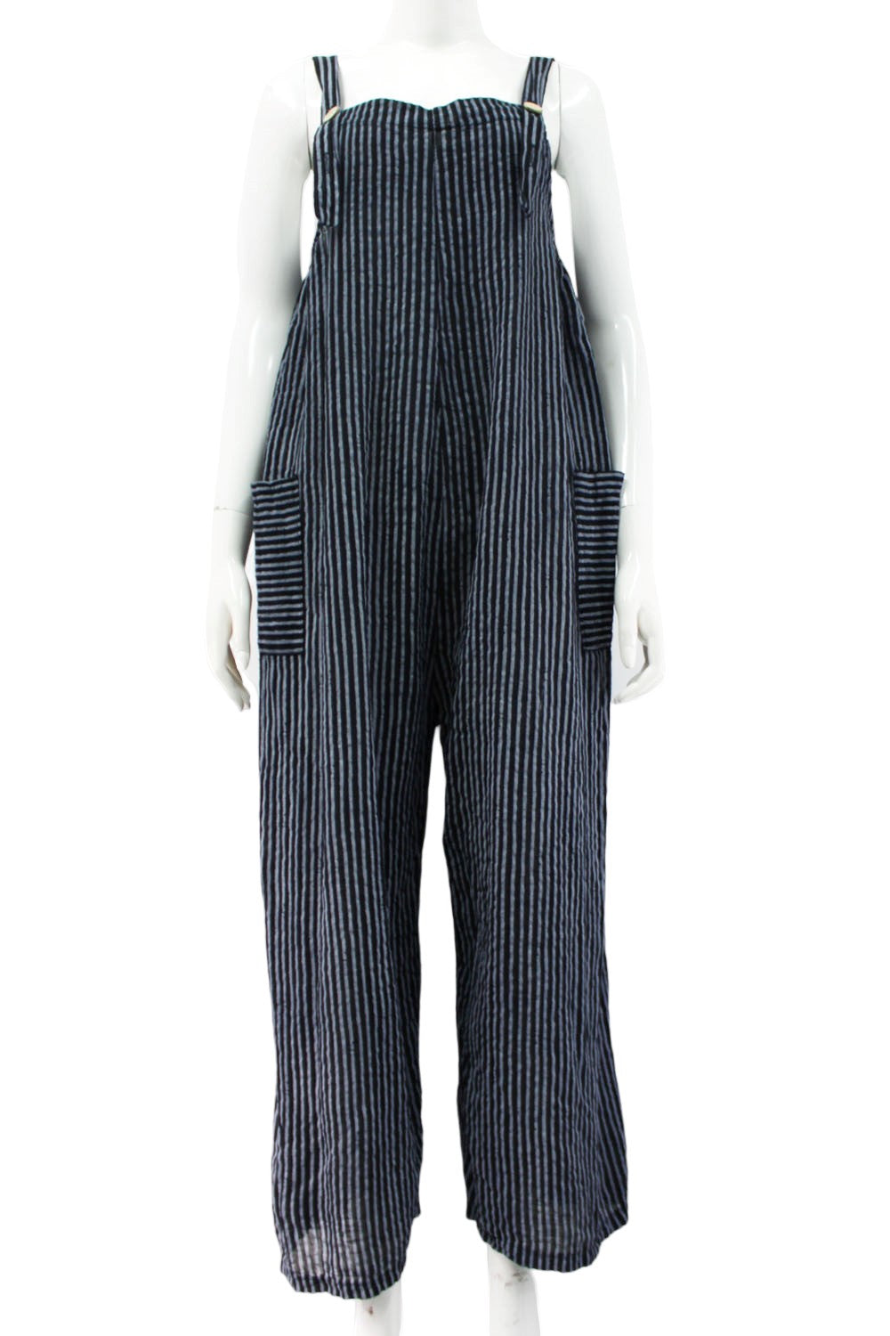 Stripy Cotton Lagenlook Dungarees