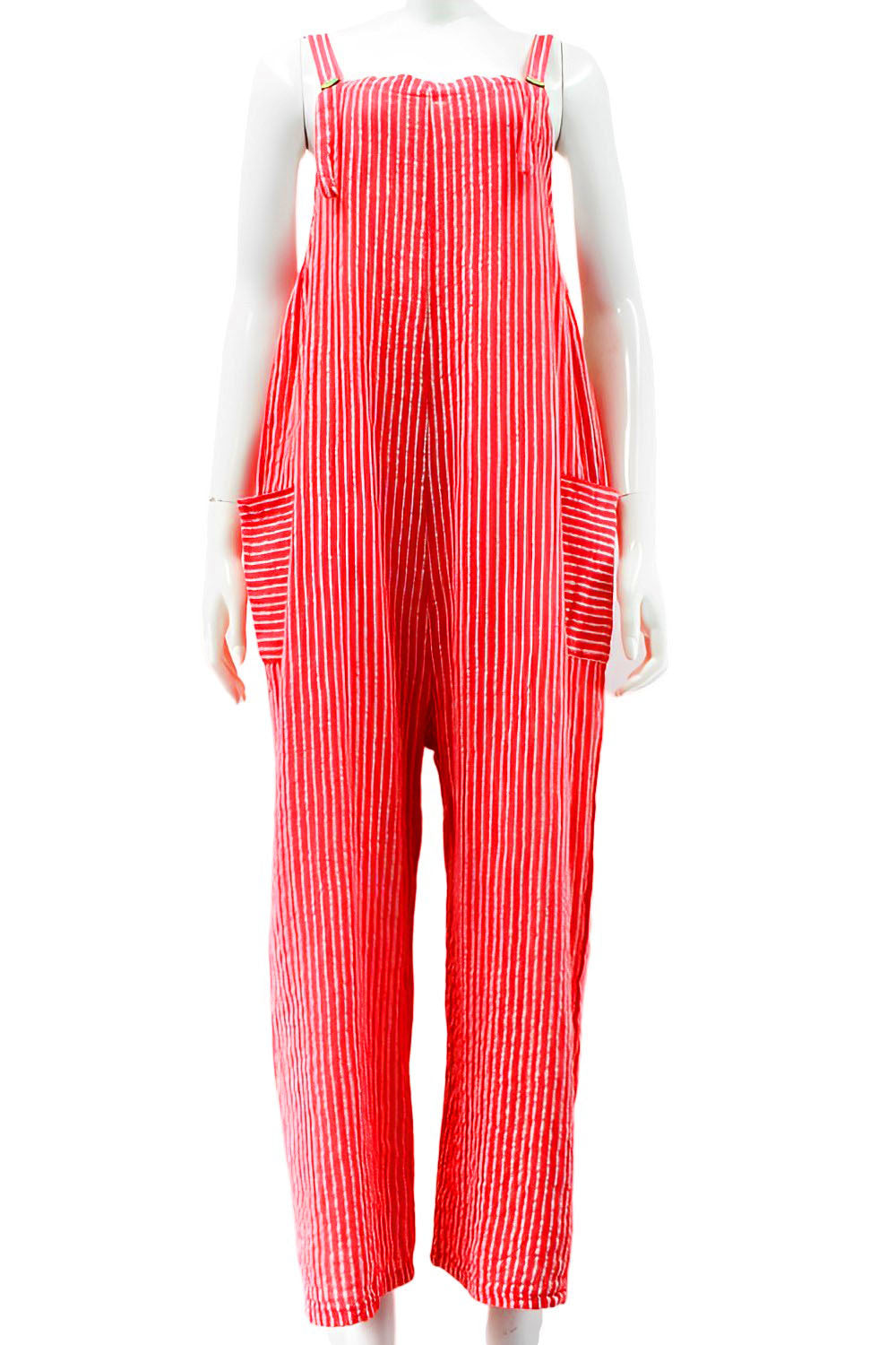 Stripy Cotton Lagenlook Dungarees